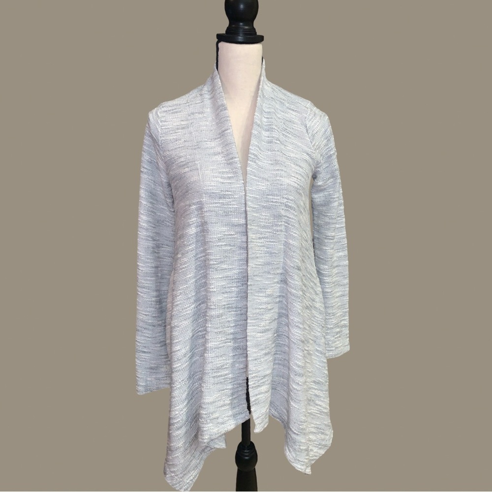 Anthropologie Saturday Sunday Open Front Duster Cardigan XS Grey White Pockets